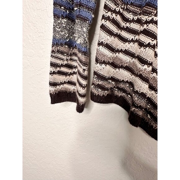 Nic+Zoe Womens Long-Sleeve Asymmetrical Hem Striped Sweater Small Multicolor - Picture 7 of 9